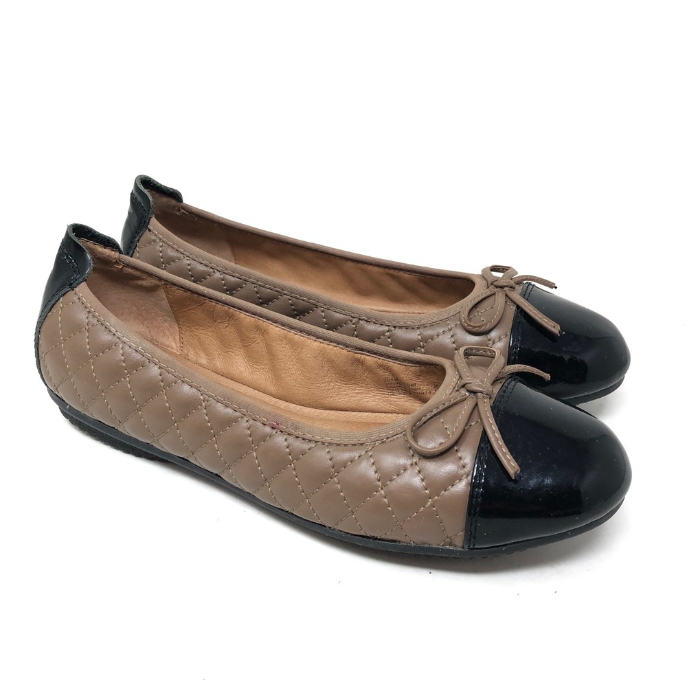 Josef Seibel Womens 37 Ballet Flats Pippa 76 Brown Quilted Patent Cap Toe Bow
